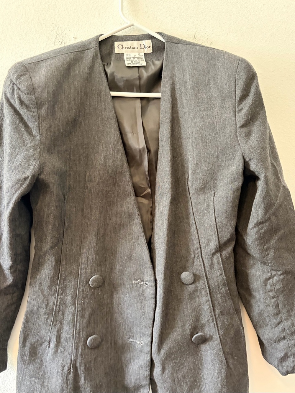 Dior Women's Charcoal Gray Double-Breasted Blazer